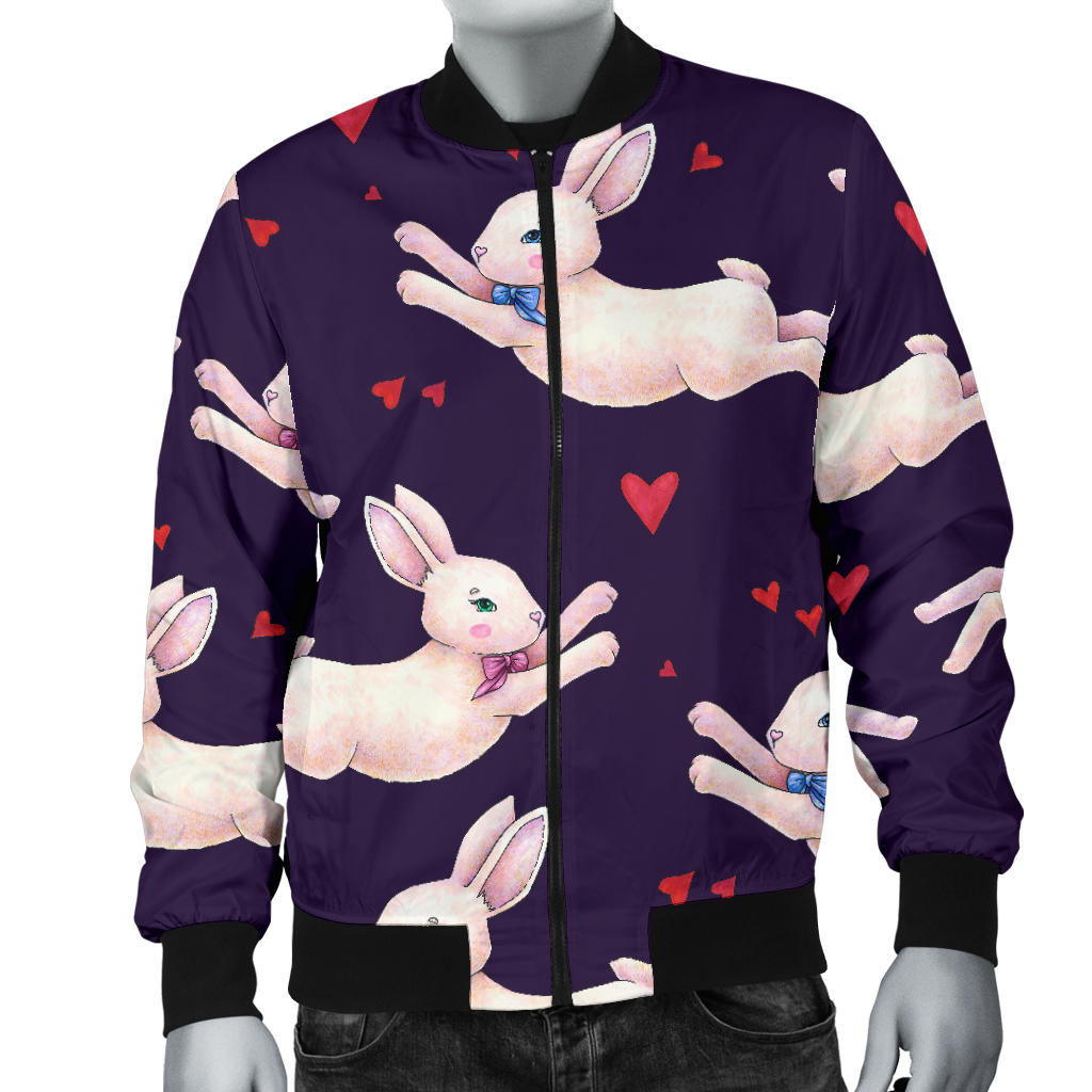 Rabbit Pattern Print Design RB016 Men Bomber Jacket