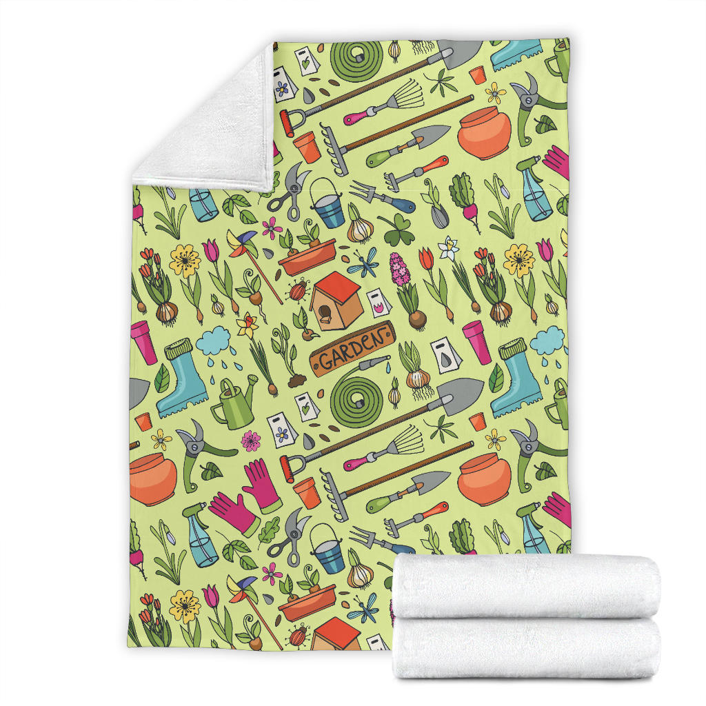 Gardening Pattern Print Design G02 Fleece Blanket