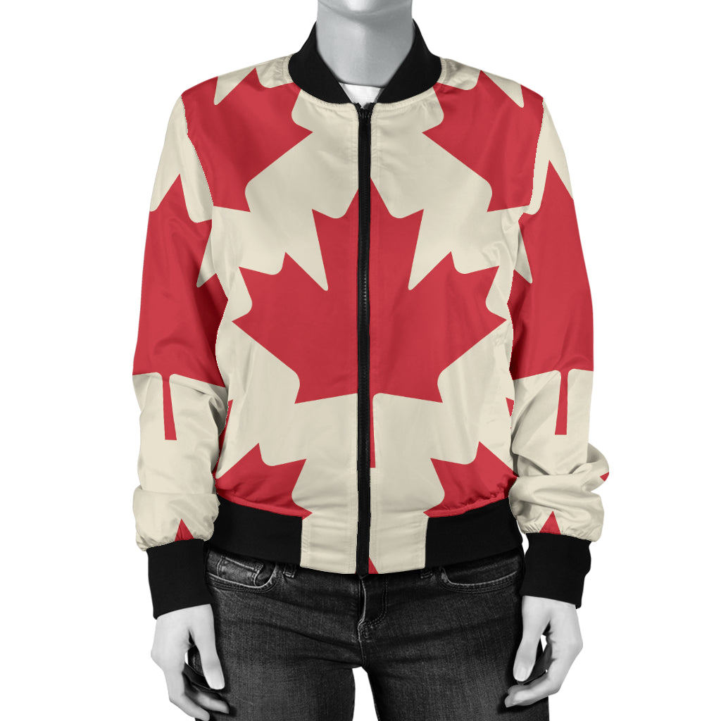 Maple Leaf Pattern Print Design 03 Women's Bomber Jacket