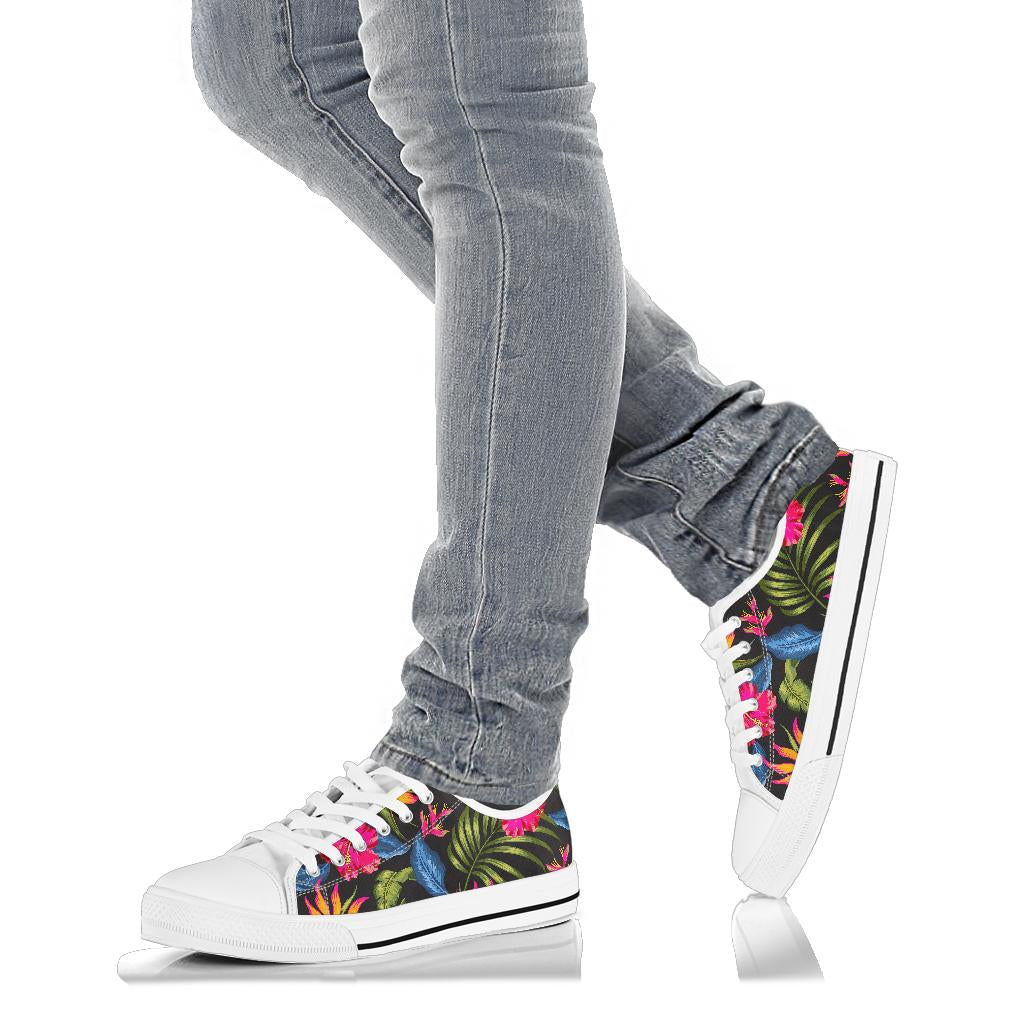 Bird Of Paradise Pattern Print Design BOP014 White Bottom Low Top Shoes
