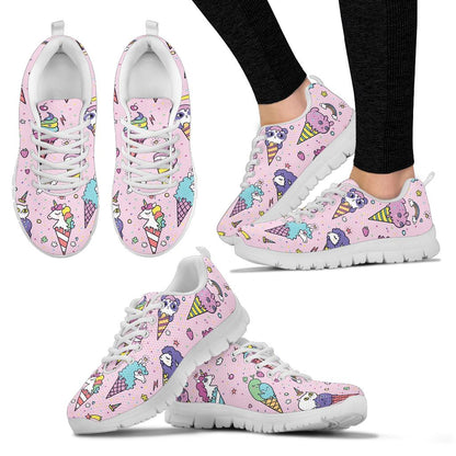 Ice Cream Pattern Print Design IC05 Sneakers White Bottom Shoes