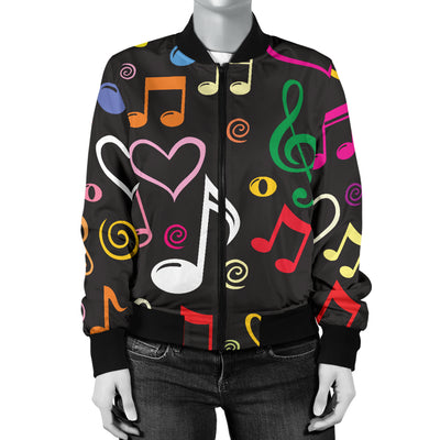 Music note Pattern Print Design A01 Women's Bomber Jacket