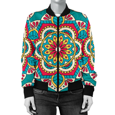 Mandala Pattern Print Design 03 Women's Bomber Jacket