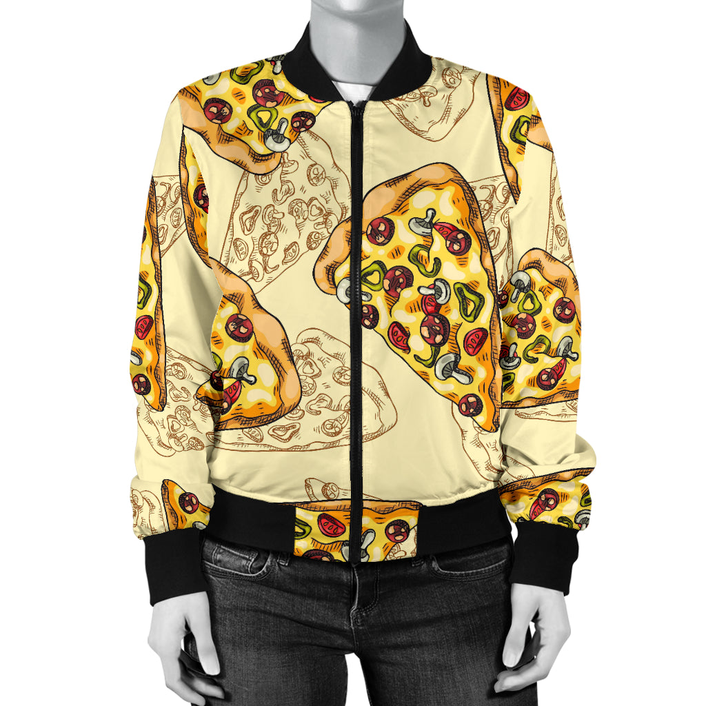 Pizza Pattern Print Design A01 Women's Bomber Jacket