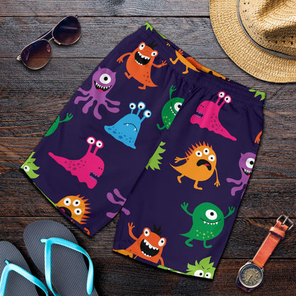 Monster Cartoon Pattern Print Design 02 Mens Shorts