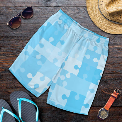 Puzzle Blue Pattern Print Design A04 Mens Shorts