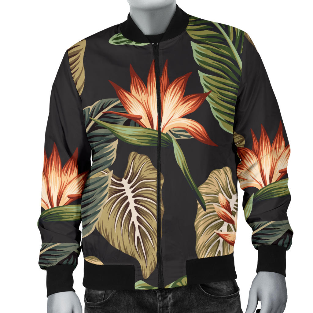Tropical Flower Pattern Print Design TF014 Men Bomber Jacket