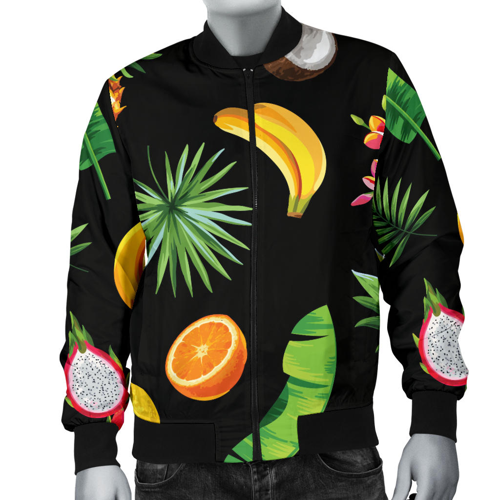 Tropical Fruits Pattern Print Design TF03 Men Bomber Jacket
