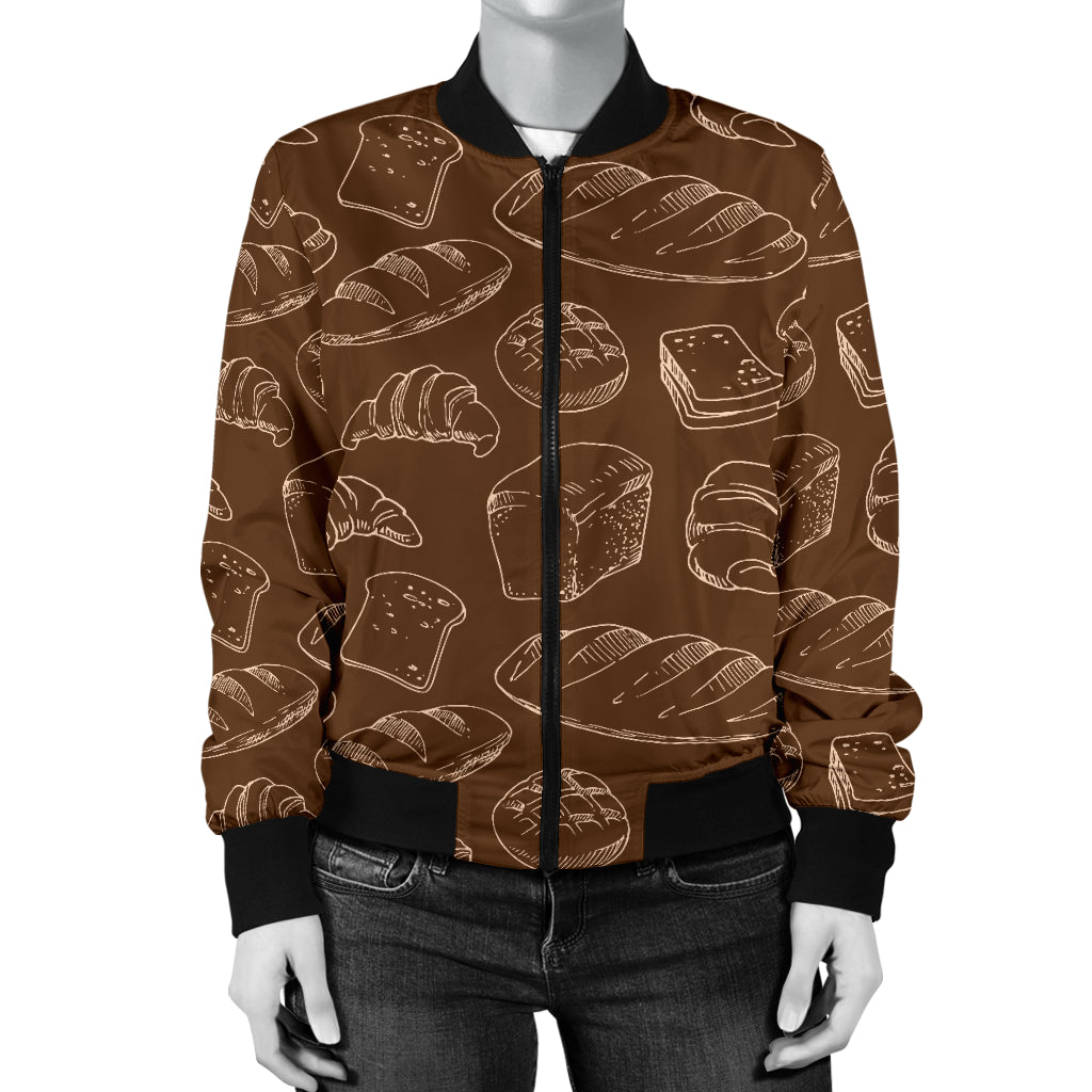 Bread Pattern Print Design 02 Women's Bomber Jacket