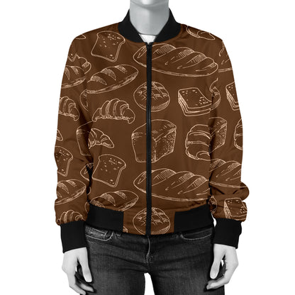 Bread Pattern Print Design 02 Women's Bomber Jacket
