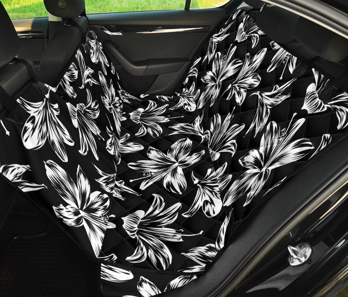 Amaryllis Pattern Print Design AL04 Rear Dog  Seat Cover