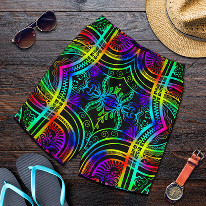 Neon Trible Rainbow Pattern Print Design A01 Mens Shorts