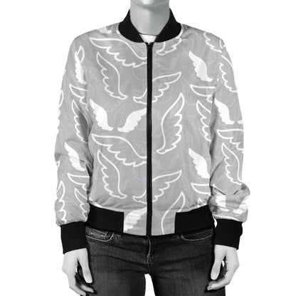 Angel Wings Pattern Print Design 01 Women's Bomber Jacket