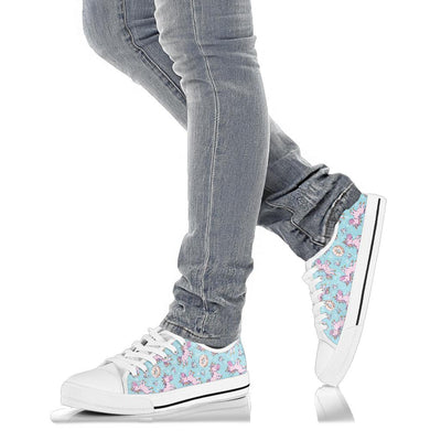 Donut Unicorn Pattern Print Design DN016 White Bottom Low Top Shoes