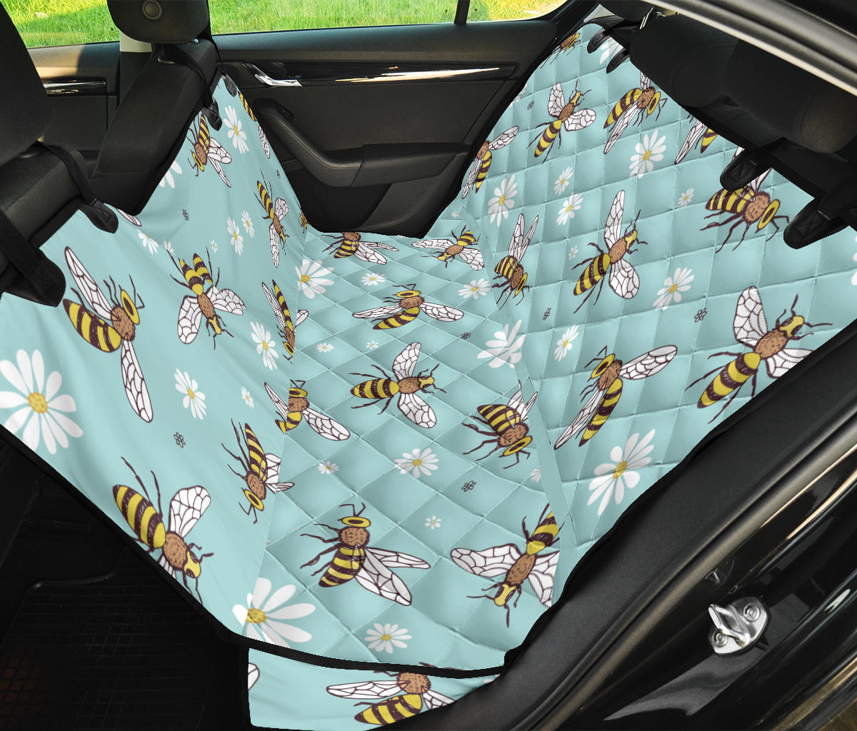 Bee Pattern Print Design BEE010 Rear Dog  Seat Cover