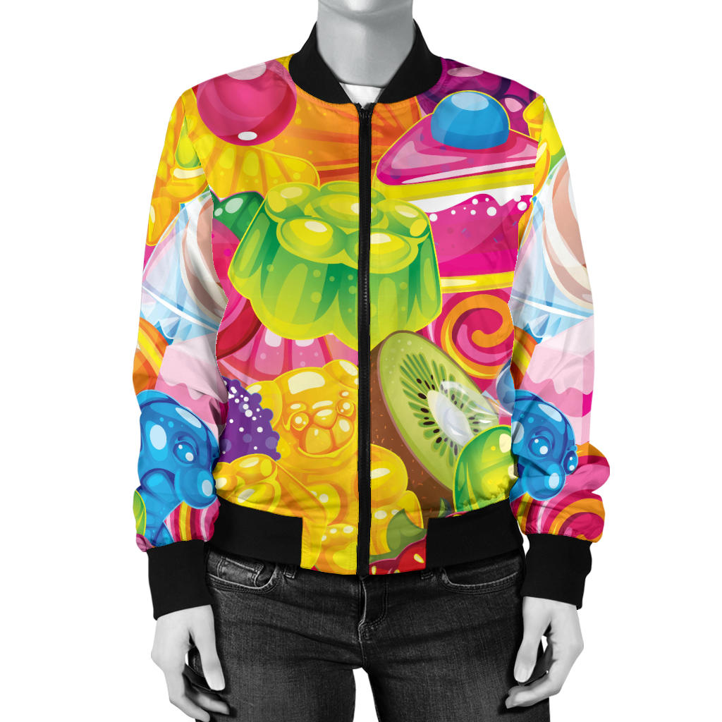 Candy Pattern Print Design CA01 Women Bomber Jacket