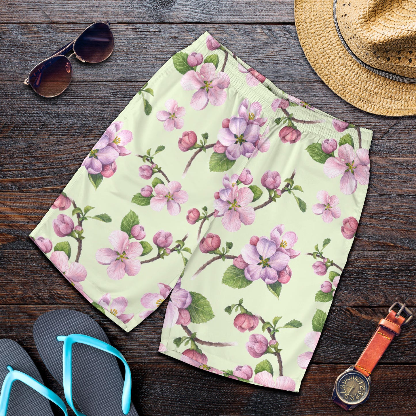 Apple blossom Pattern Print Design AB05 Mens Shorts
