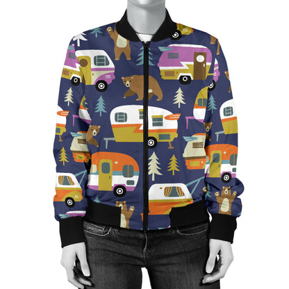 Camper Pattern Print Design 04 Women's Bomber Jacket