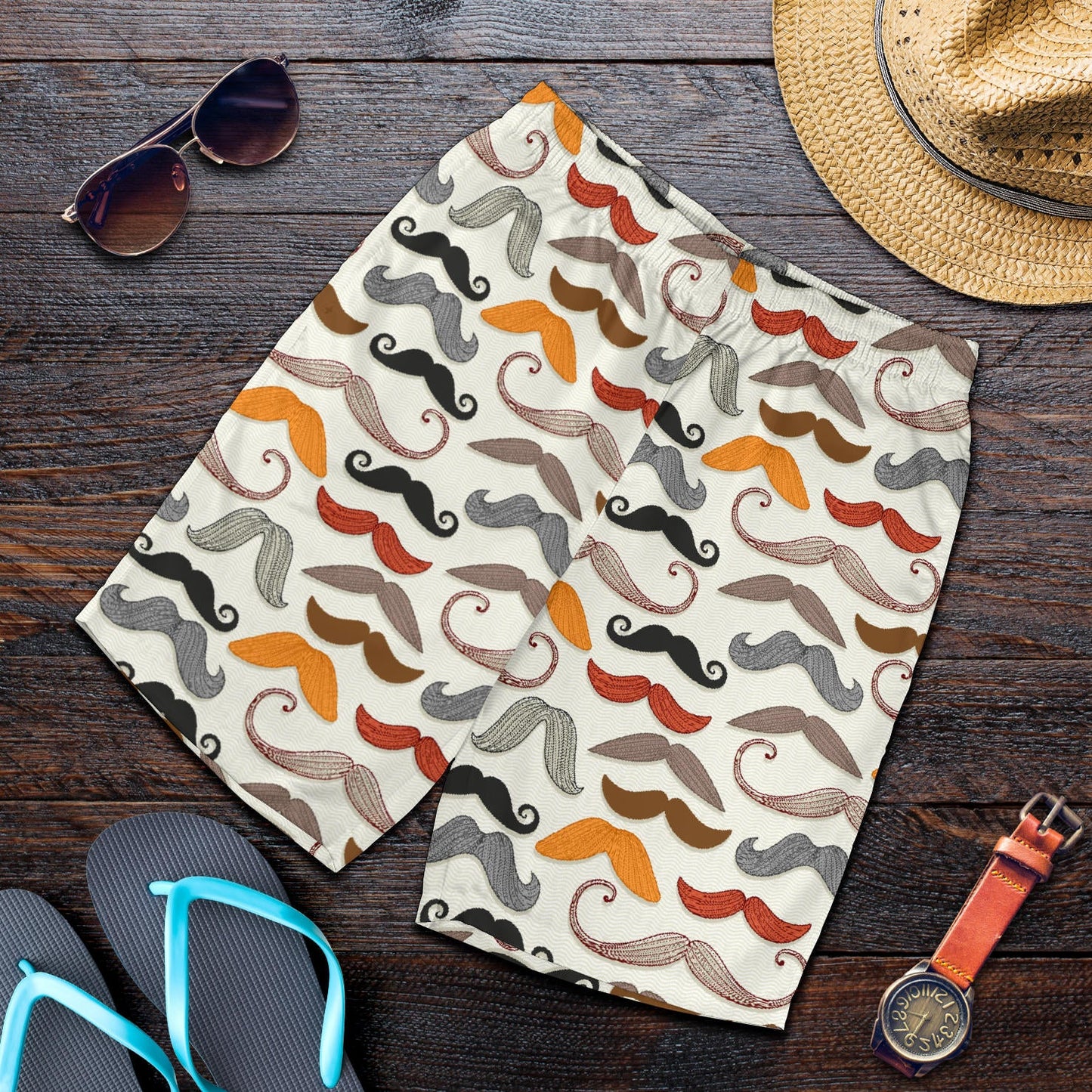 Mustache Pattern Print Design A02 Mens Shorts