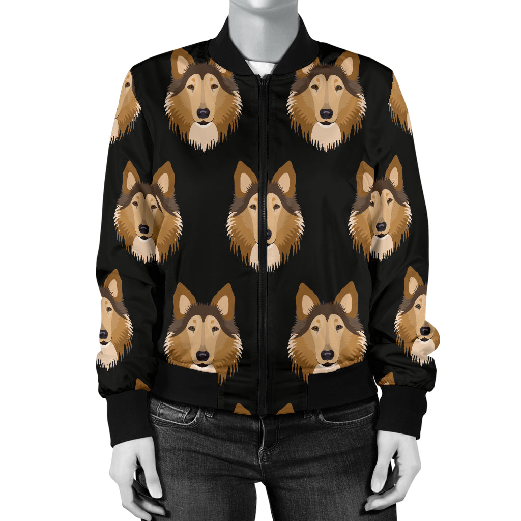 Collies Pattern Print Design 01 Women's Bomber Jacket