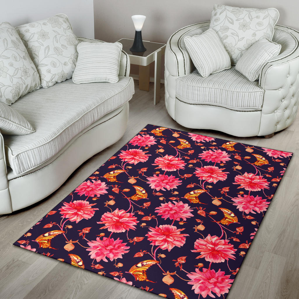 Dahlia Pattern Print Design DH03 Area Rugs