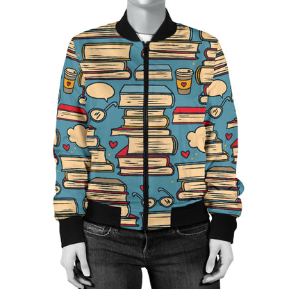 Book Pattern Print Design 03 Women's Bomber Jacket
