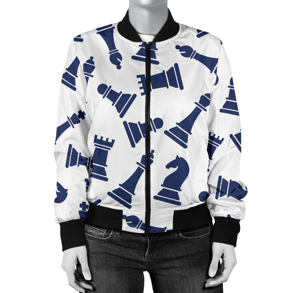Chess Pattern Print Design 03 Women's Bomber Jacket