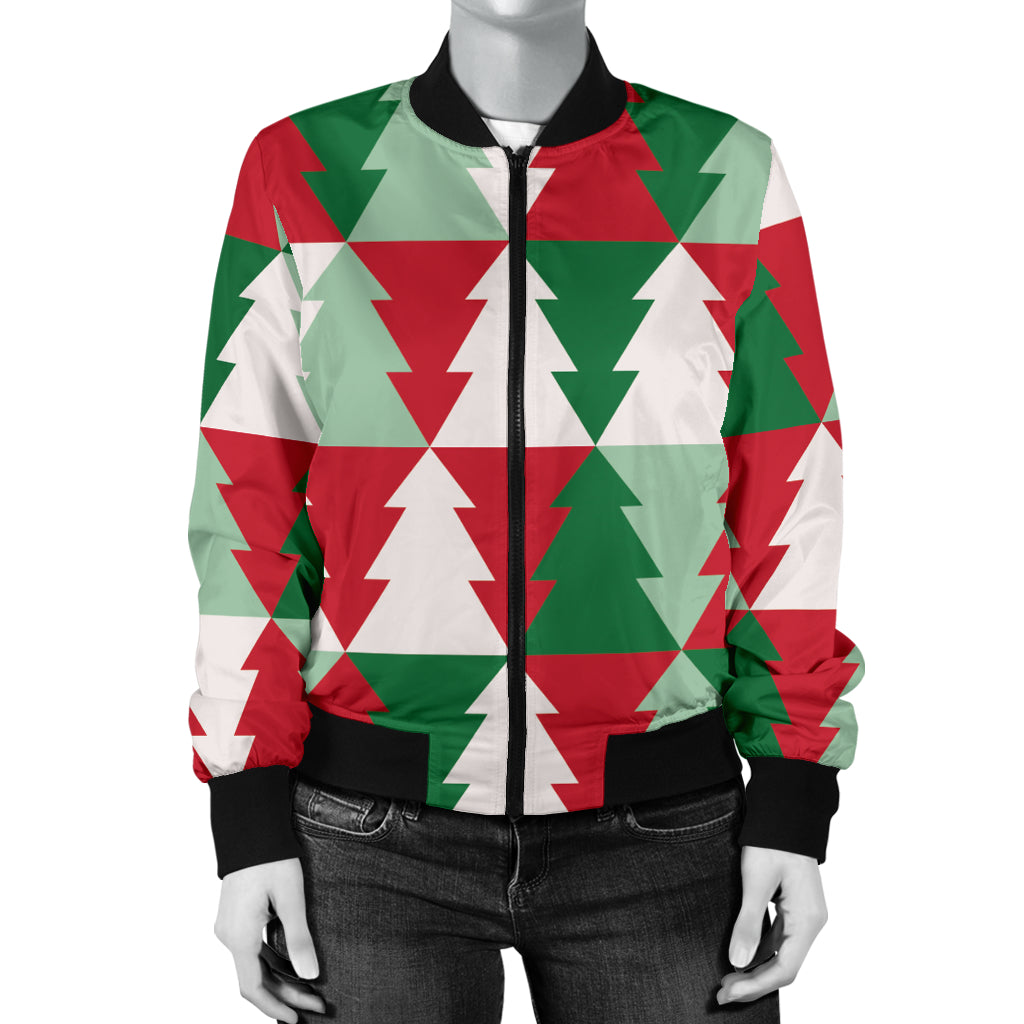 Christmas Tree Pattern Print Design 01 Women's Bomber Jacket