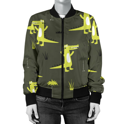 Alligator Pattern Print Design 05 Women's Bomber Jacket