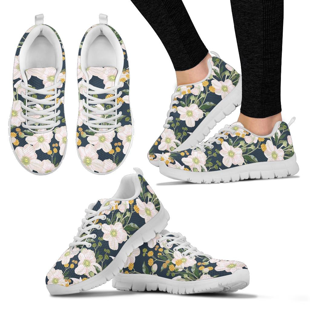 Anemone Pattern Print Design AM04 Sneakers White Bottom Shoes