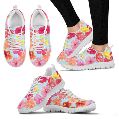 Hibiscus Pattern Print Design HB020 Sneakers White Bottom Shoes