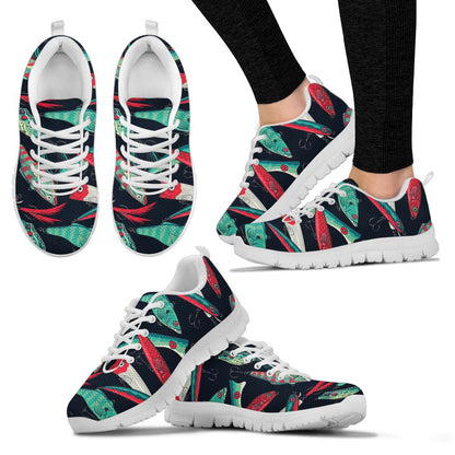 Fishing Bait Pattern Sneakers White Bottom Shoes