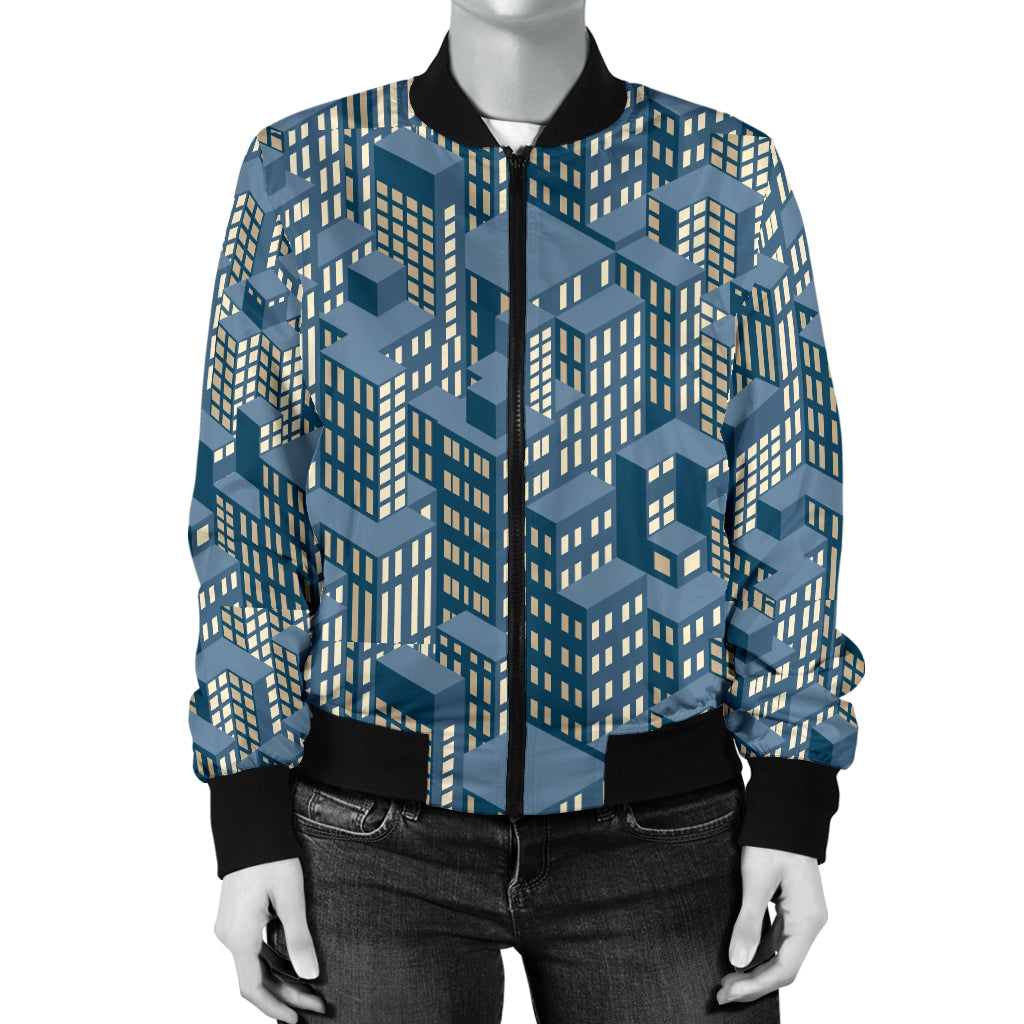 City Pattern Print Design 01 Women's Bomber Jacket
