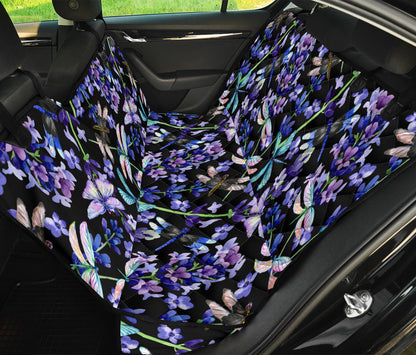 Lavender Dragonfly Pattern Print Design LV03 Rear Dog  Seat Cover