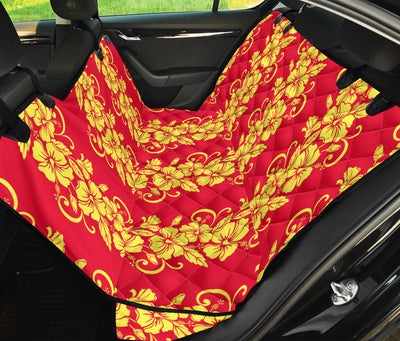 Orange Hibiscus Pattern Print Design HB018 Rear Dog  Seat Cover