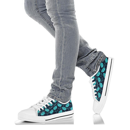 Carnations Pattern Print Design CN06 White Bottom Low Top Shoes