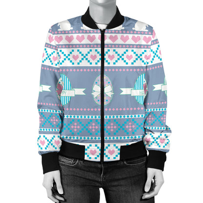 Easter Eggs Pattern Print Design RB013 Women Bomber Jacket