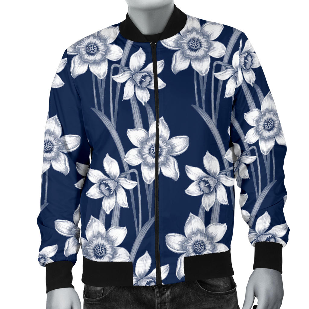 Daffodils Pattern Print Design DF09 Men Bomber Jacket