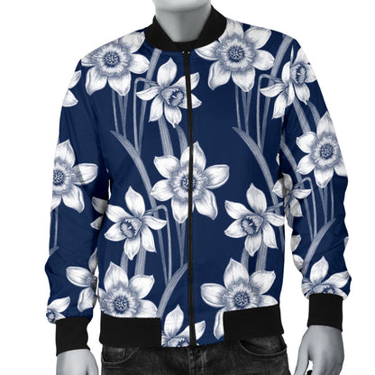 Daffodils Pattern Print Design DF09 Men Bomber Jacket