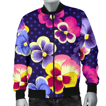 Pansy Pattern Print Design PS04 Men Bomber Jacket