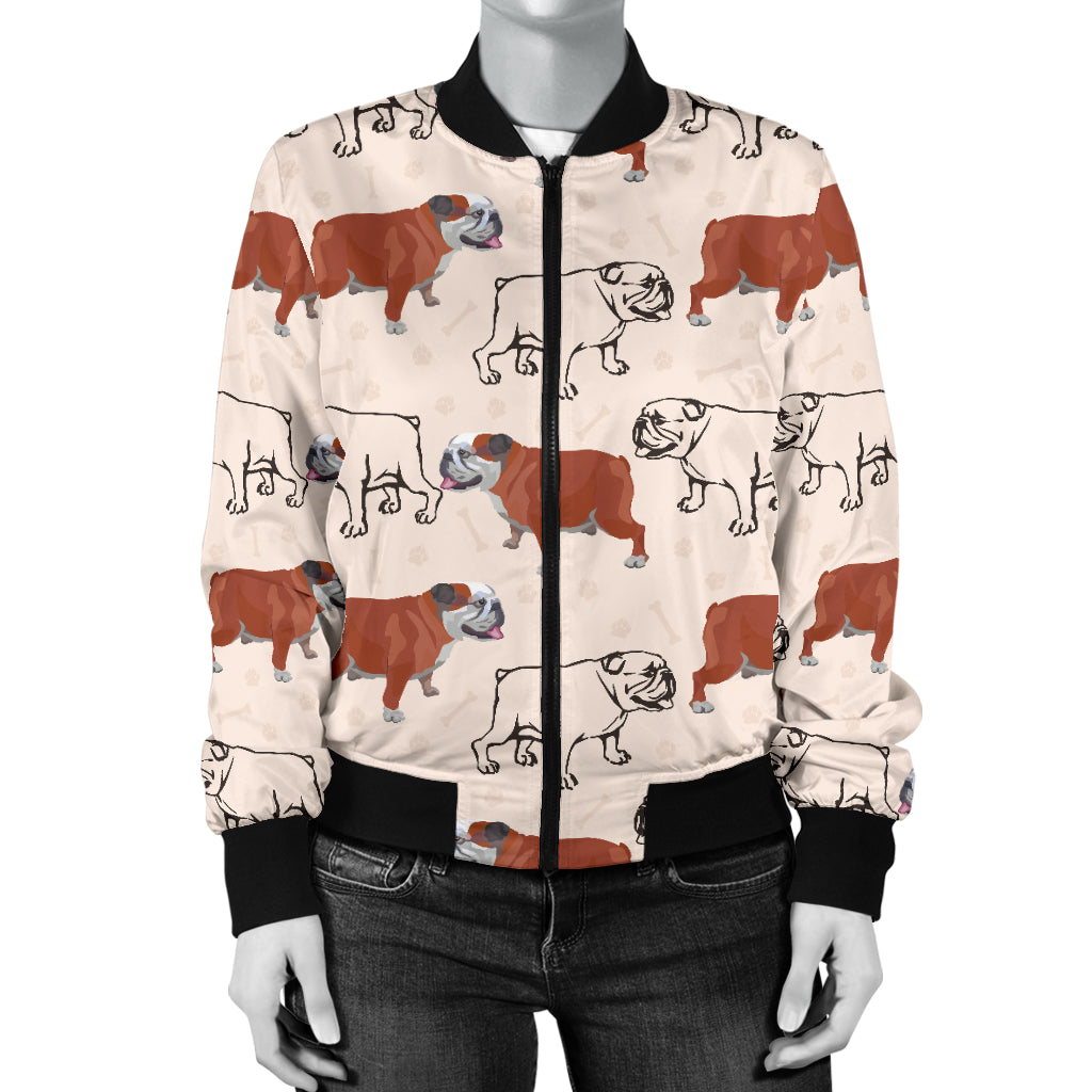 Bulldogs Pattern Print Design 04 Women's Bomber Jacket