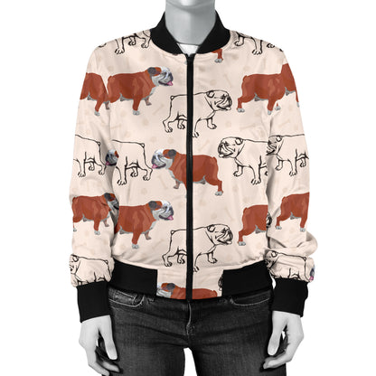 Bulldogs Pattern Print Design 04 Women's Bomber Jacket
