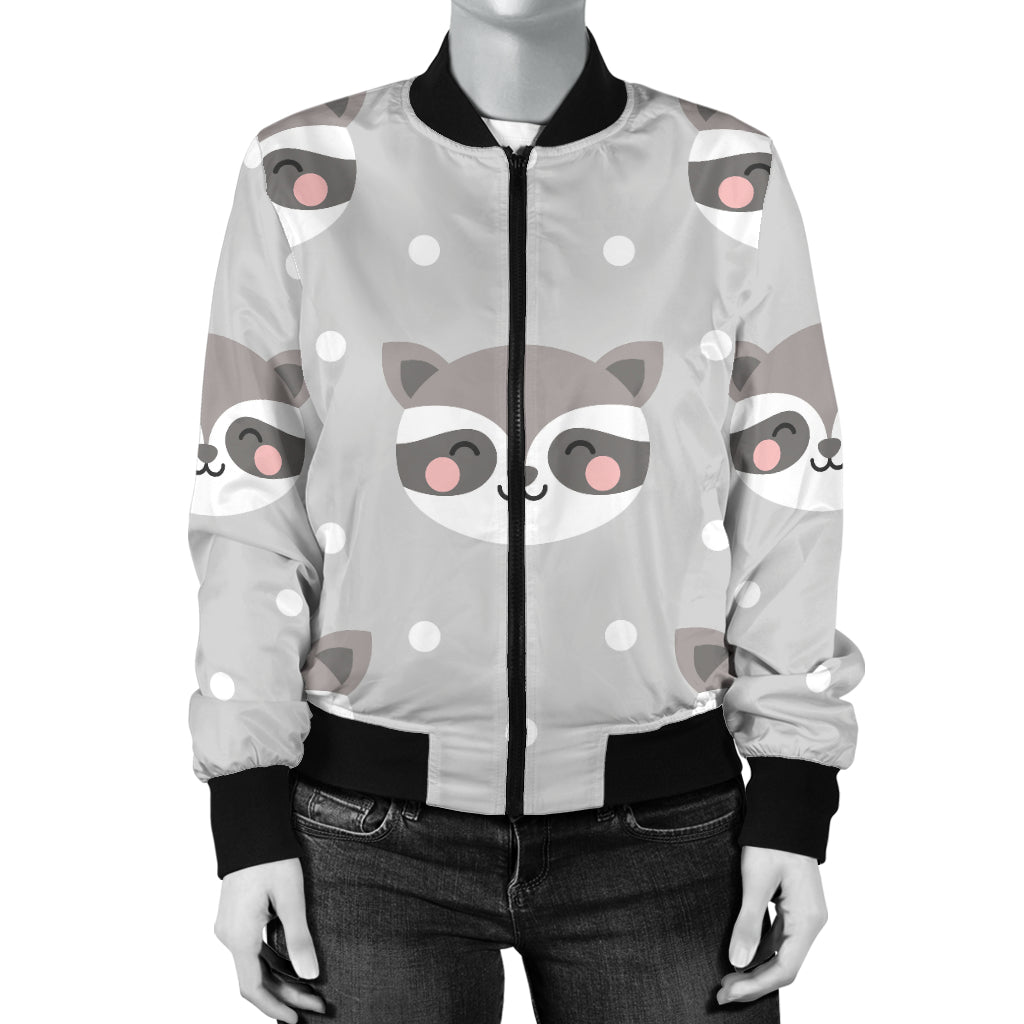 Raccoon Pattern Print Design A04 Women's Bomber Jacket