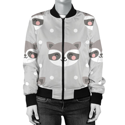 Raccoon Pattern Print Design A04 Women's Bomber Jacket