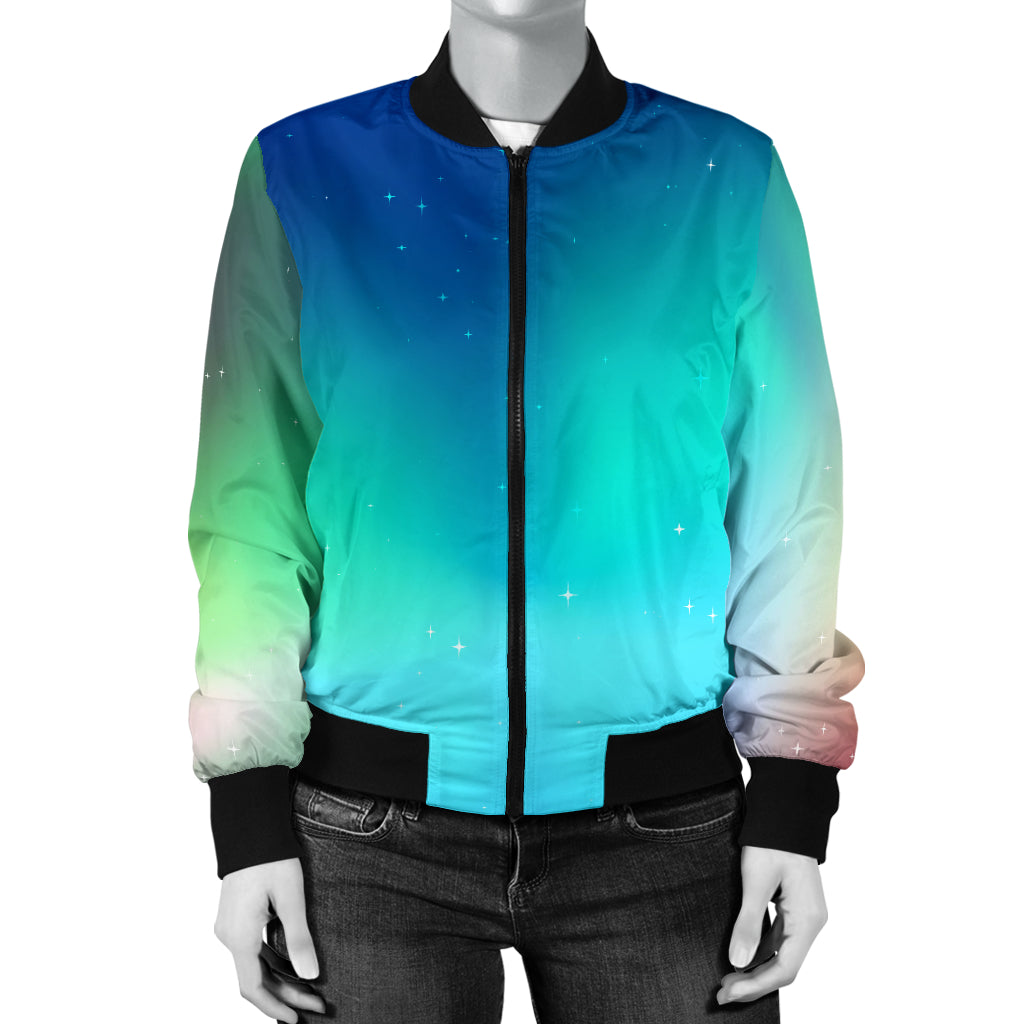 Aurora Borealis Pattern Print Design 02 Women's Bomber Jacket