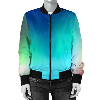 Aurora Borealis Pattern Print Design 02 Women's Bomber Jacket