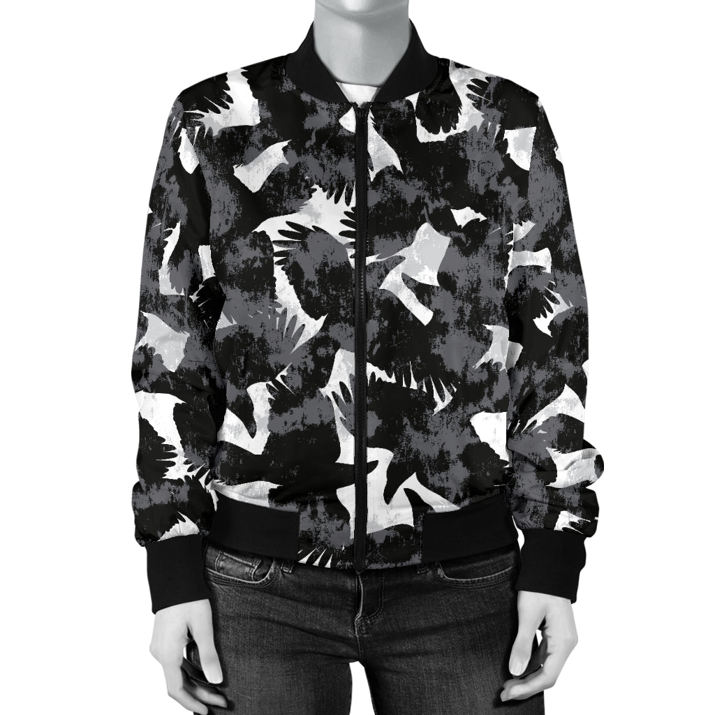 Crow Pattern Print Design 01 Women's Bomber Jacket