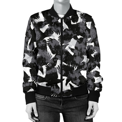 Crow Pattern Print Design 01 Women's Bomber Jacket