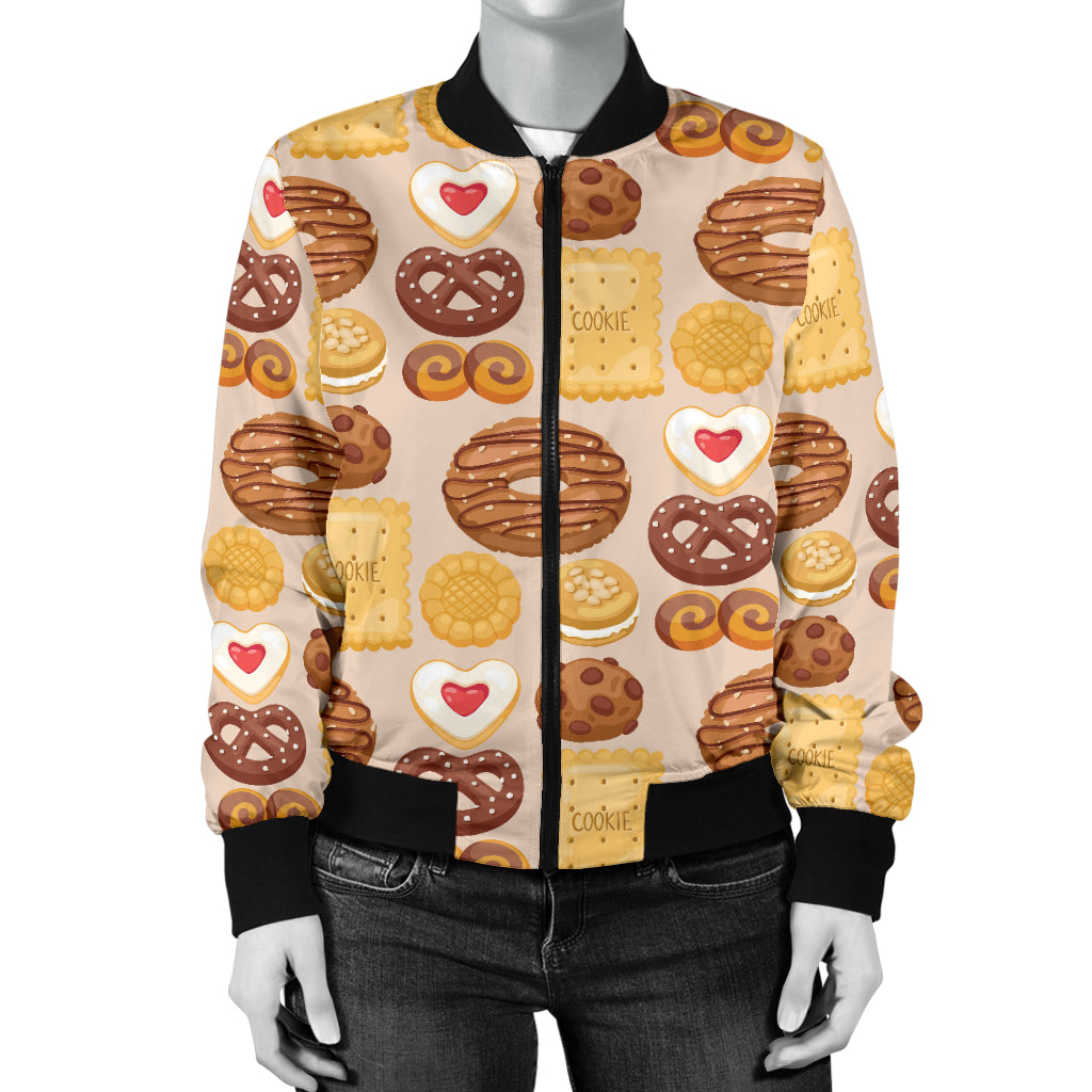 Cookie Pattern Print Design 02 Women's Bomber Jacket