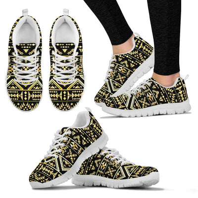 Gold Aztec Tribal Sneakers White Bottom Shoes